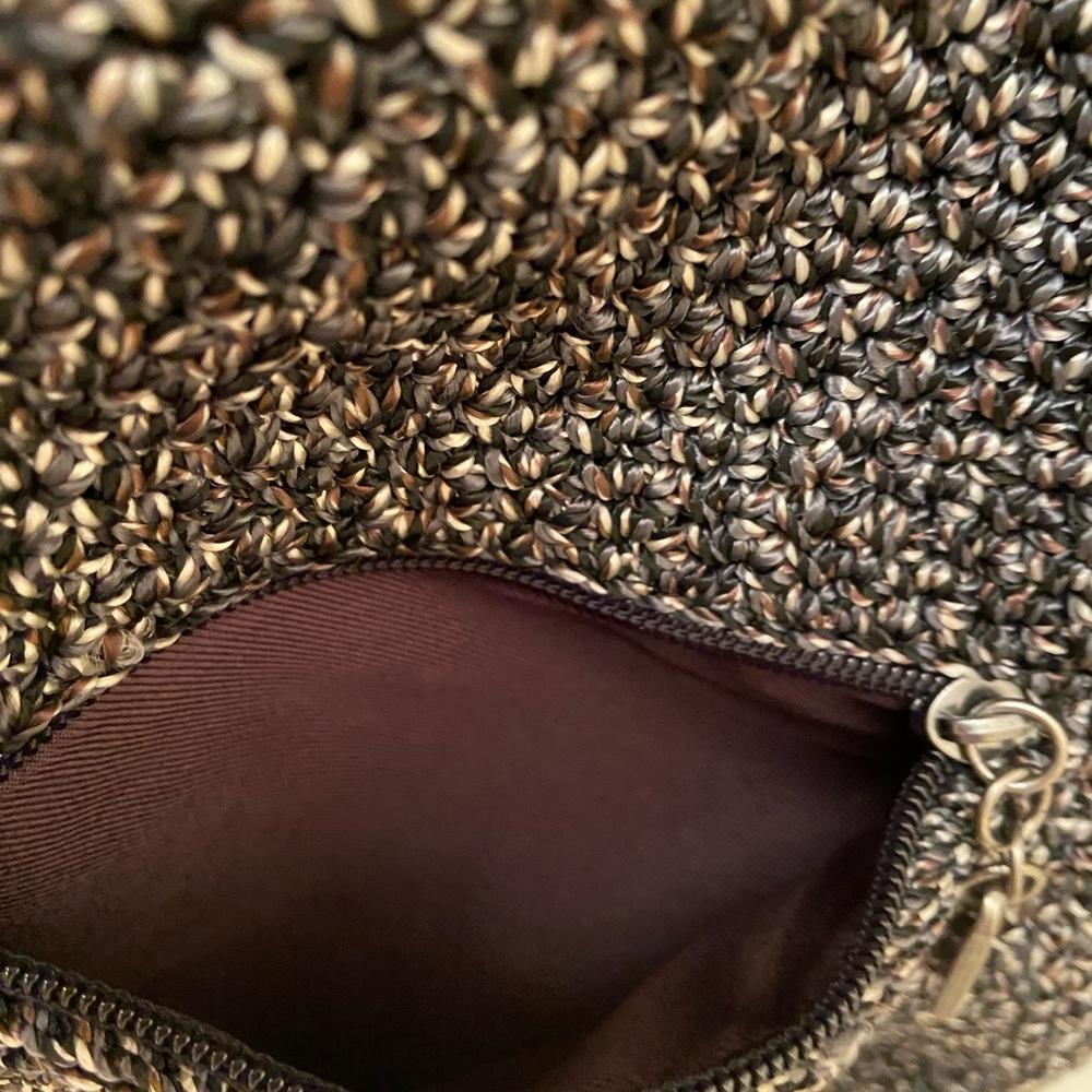 The Sak Crochet Silverwood Hand Crafted Brown/Silver Tweed Boho tote like BagNWT - Picture 7 of 15